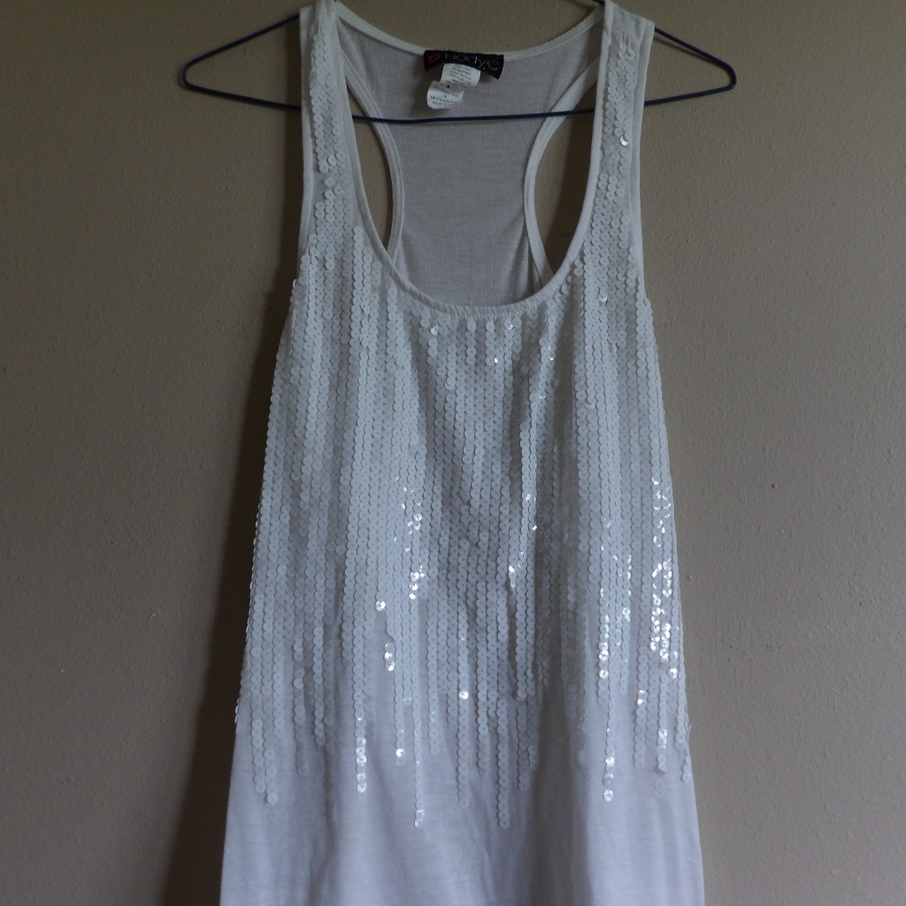 BodyC White Sequin Tank